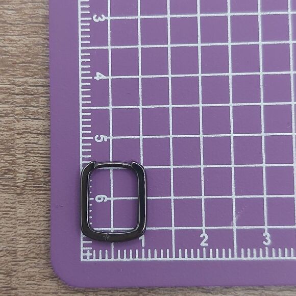 Gunmetal 925 Sterling Silver Rectangle Huggies Earrings - Picture 10 of 10